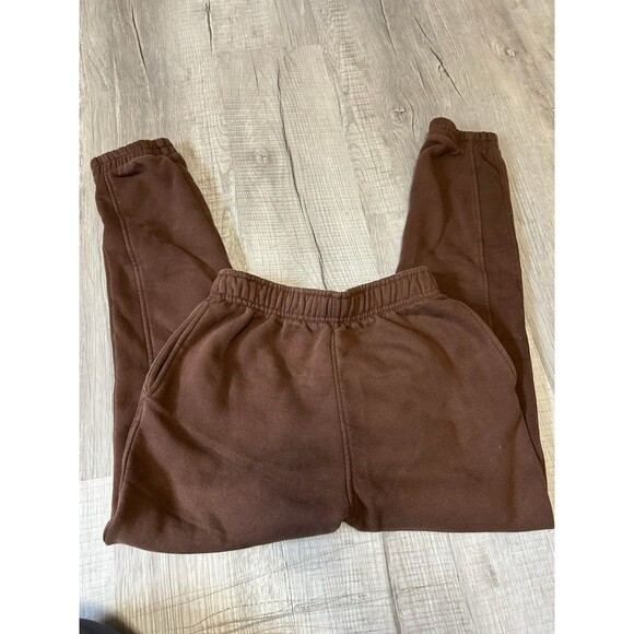 Kyoyo Joggers Womens Small Brown Draw String Fleece W/  Pockets Sweatpants - Picture 1 of 5